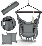 Tillvex Hangstoel - Grijs - Met 2 Kussens - Hangende Schommel - Bekerhouder
