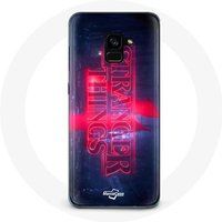 Maniacase Hoesje voor Samsung Galaxy A8 Plus Stranger Things Transparant Logo Seizoen 4 Trailer 2022