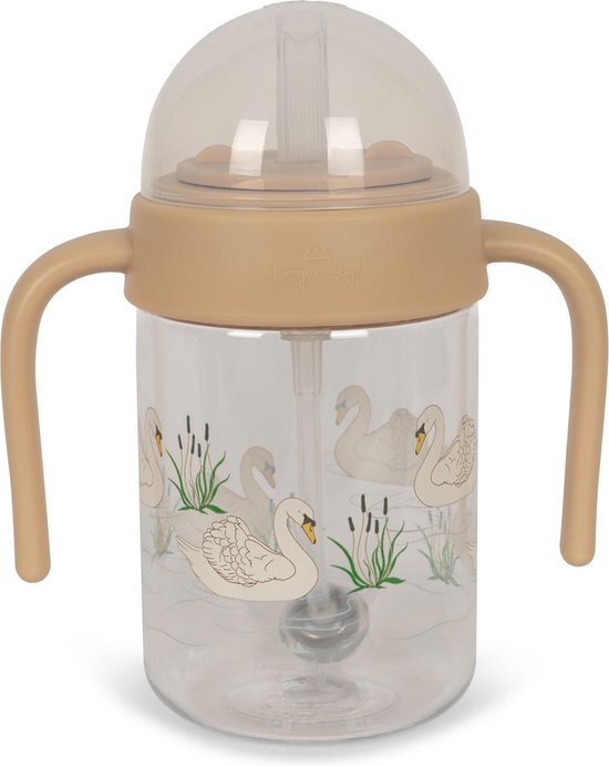 Konges Sl&#248;jd Drinkbeker baby met rietje - Handvat - 330 ml - Swan