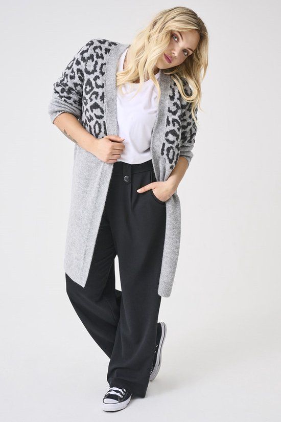 ONLY CARMAKOMA CARJADE ANIMAL L/S CARDIGAN KNT NOOS Light Grey Melange