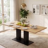 MODFU Uitschuifbare Eettafel - Rechthoekig - Tijdloos Design - Voor Eetkamer - MDF - Naturel - 140-180 X 70 Cm