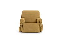 Eysa Rabat Hoes voor fauteuil met strikbanden, 1-zits, mosterd kleur, 80 cm - 120 cm, gemaakt in Spanje