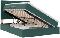 vidaXL - LED - opbergbed - met - matras - Donkergroen - 140 - x - 200 - cm - Fluweel