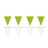 Shoppartners Feest versiering punt vlaggetjes pakket - 80 meter - groen en wit - slingers / vlaggenlijnen - kunststof - buiten/binnen