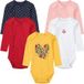 LUPILU Body bébé, pur coton bio, 5 pièces. (Blanc/jaune/rouge/rose/marine, 62-68)