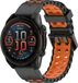 Strap-it bracelet de sport en silicone 'Wave' pour Garmin Fenix 9 (Pro) 51mm / Fenix 8 (Pro) 51mm / Garmin Fenix 7x (Pro - Sapphire Solar) / Fenix 6x (Pro - Sapphire) / Fenix 5x (Plus) / Fenix 3 / Epix Pro (Gen 2 - 51mm) - Noir/Orange