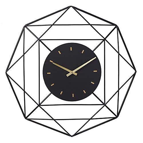 LW collection Wandklok Benjamin zwart 60CM - Wandklok modern - Stil uurwerk - Industriële wandklok