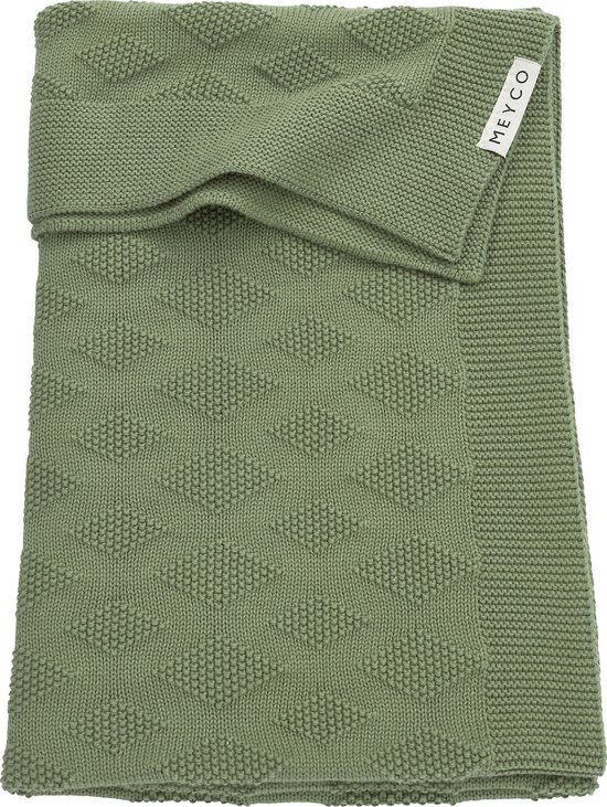 Meyco Baby Diamond Wiegdeken - Forest Green - 75x100cm - Biologisch Katoen