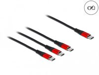 Delock USB Charging Cable 3 in 1 USB Type-C™ to 3 x USB Type-C™ 30 cm black / red