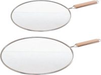 Secret de Gourmet Spatdeksels - 2x - RVS - universeel 25 en 28 cm - afgietdeksel
