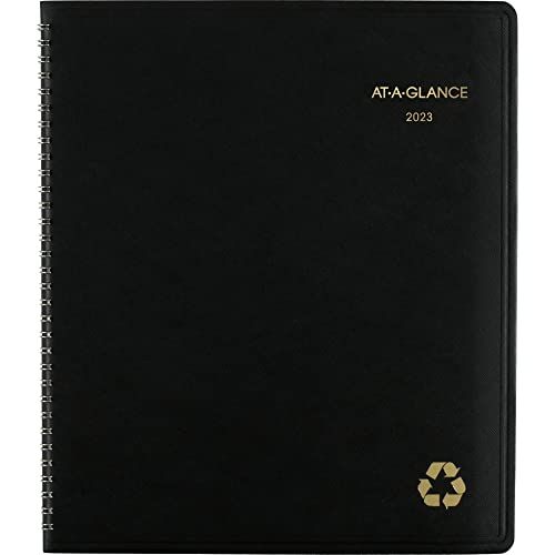 AT-A-GLANCE 2023 Monthly Planner, 9" x 11", Large, Recycled, Monthly Tabs, Black (70260G05)