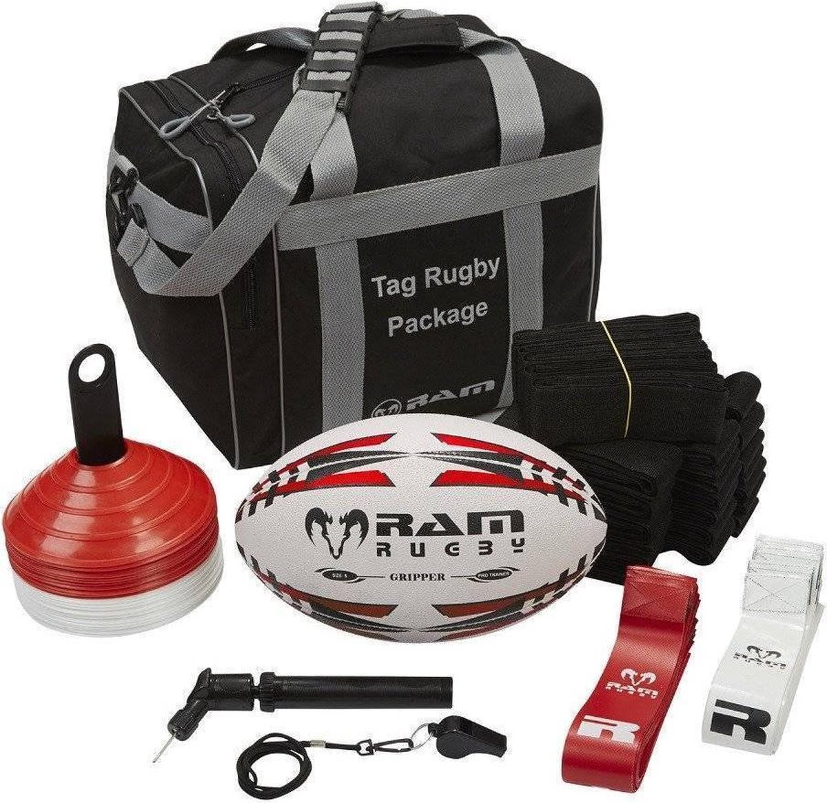 Ram Rugby Tag rugby bundel - Complete set - Inclusief tas - Maat 5