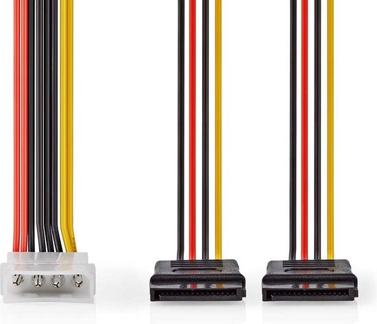 Nedis Interne Voedingskabel - Molex Male - 2x SATA 15-Pins Female - 0.15 m