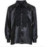 Widmann Jaren 80 & 90 Kostuum Lekker Foute Rouchenblouse Zwart Man Medium / Large Carnaval kostuum Verkleedkleding