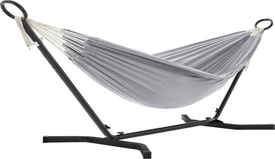 SONGMICS Hangmat met frame - 210 x 150 cm - Grijs - 240 kg