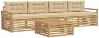 vidaXL - Buiten - bank - set - 5 - st - Wit - en - Beige - Massief - Acacia - Hout