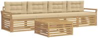 vidaXL - Buiten - bank - set - 5 - st - Wit - en - Beige - Massief - Acacia - Hout