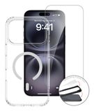 4smarts iPhone 17 Pro Max Hoesje Transparant Wit Kader Gehard Glas MagSafe Compatibel