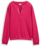Tom Tailor Scuba-sweatshirt met strass-steentjes - dark pink - Maat XS