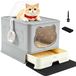 Merkloos Kattenbak Kattenbak met dak - Gesloten - Opvouwbaar - Groot formaat - Geurfilter, kattenbak binnenhuis, kattenbak met deksel