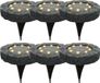 Lumineo Solar grond prikspot/tuinspot - 8x - LED - kunststeen - steengrijs - warm wit - 11 x 2 cm