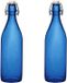 Bormioli Rocco bouteille d'eau avec bouchon à bascule - 4x pièces - bleu transparent - 1000 ml