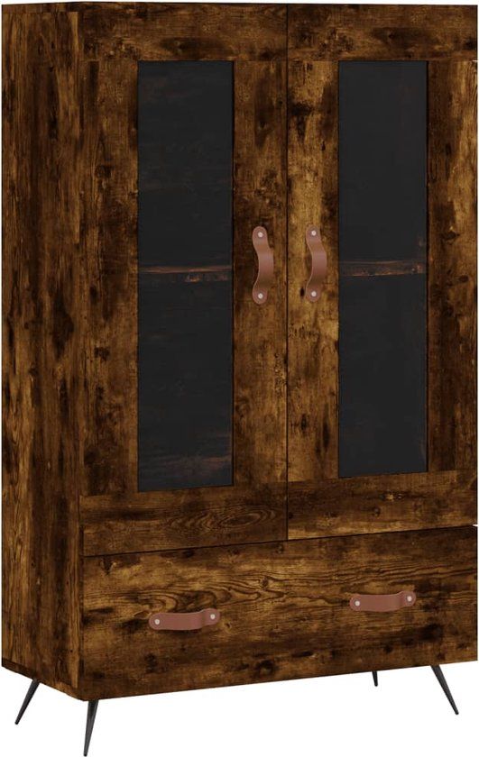 vidaXL Hoge kast 69,5x31x115 cm bewerkt hout gerookt eikenkleurig