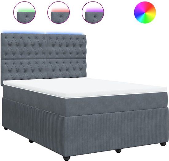 vidaXL Boxspring met matras fluweel donkergrijs 160x200 cm