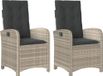 Syfax Icecat Tuinstoelen 2 st verstelbaar met kussens poly rattan lichtgrijs
