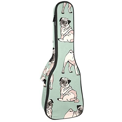 Mersov Tenor Ukulele Gigbag Waterdichte Ukelele Case Gewatteerde Rugzak, Geweldig voor Sopraan Concert (21/23/24") Hond Pug Animal