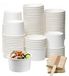 Muffinvormpjes Papier 60 Stuks - Ijsbekers Karton 120 ml - Wegwerpijsschalen - Dessertbekers - Houten Lepel - Pour Buffets/Bruiloften