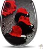Merkloos Happyment Toiletbril Antibacteriële - Met Softclose - Universeel - Toiletbrillen met Black red print - WC Bril - Toiletzitting
