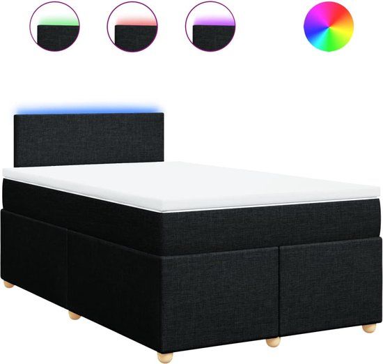 vidaXL Boxspring met matras stof zwart 120x200 cm