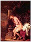 ArtPlaza Rembrandt-Susanna van bathtubs decoratief MDF-hout, meerkleurig, 60 x 80 cm