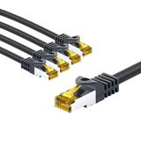 goobay 66073 CAT7 netwerkkabel set van 5 / patchkabel afgeschermd S/FTP/CU ethernetkabel, PiMF, LSZH/Cat 7 kabel met 10 Gbits/zwart/5 x 2 m