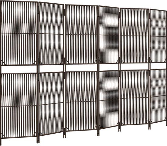 vidaXL Kamerscherm 6 panelen poly rattan bruin