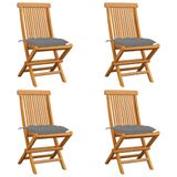vidaXL Tuinstoelen 6 st met grijze kussens massief teakhout