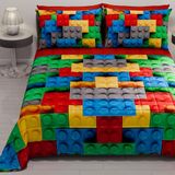 PETTI Artigiani Italiani Zomersprei voor tweepersoonsbed, 260 x 270 cm, 100 g/m², omkeerbaar, voor tweepersoonsbed, lente, licht dekbed, bouwstenen, 100% Made in Italy