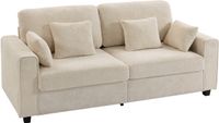 HOMCOM 3-zitsbank-Polyester, schuimstof-211,5L x 85B x 90H cm-Beige