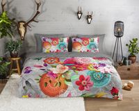 Hanche HIP Dekbedovertrek Mandals en Bloemen - 2 Persoons - 200x200/220 cm - Multi - 100% Katoen Flanel