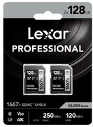 Lexar 128GB SDXC Pro UHS-II U3 V60 1667x 250MB/s geheugenkaart - 2 stuks