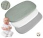 Medi Partners Hoeslaken van mousseline voor kinderwagen 86x40cm 3-delige set bedlaken voor wieg - 100% katoenen mousseline hoeslaken voor co-sleeper babybedje(Olijfgroen-Wit-Grijs)