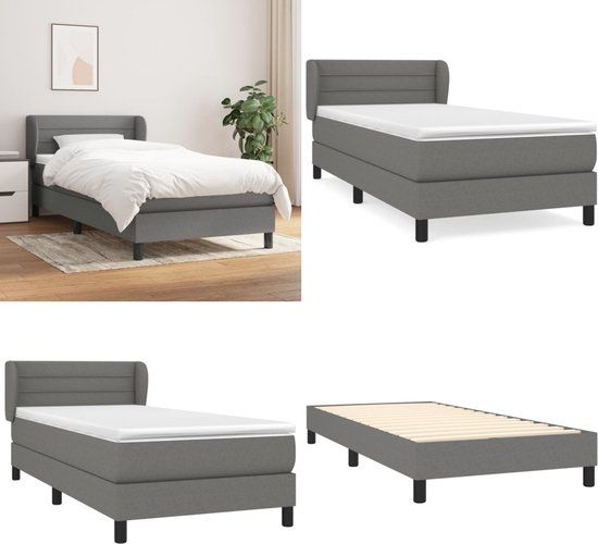VidaXL Boxspring met matras stof donkergrijs 100x200 cm