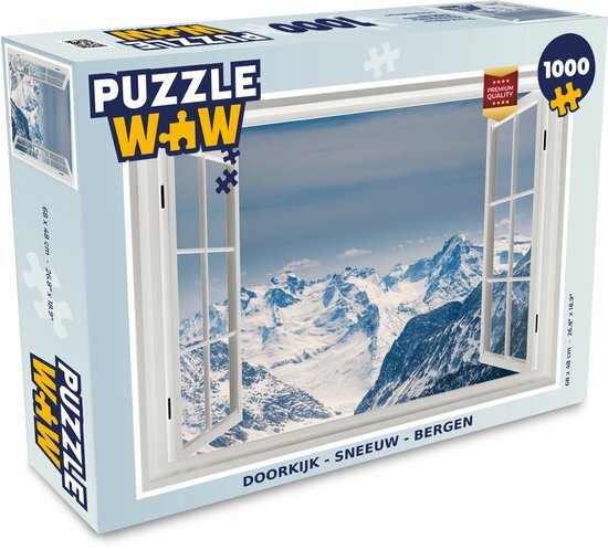 MuchoWow Puzzel Doorkijk - Sneeuw - Bergen - Legpuzzel - Puzzel 1000 stukjes volwassenen