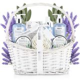 BRUBAKER Cosmetics Schoonheidsverzorgingsset - met Lavendel- en Salie-Extracten - Cadeautip Vrouw - Cadeau Idee - Cadeauset in mandje - Cadeau