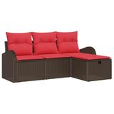 vidaXL Tuinbank - Set - 4 - st - Bruin - poly - rattan