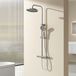 EMKE Thermostatische douchekolom, chroom, multifunctionele doucheset met 38 °C, thermostaat, regendouche en handdouche, in hoogte verstelbaar, hoofddouche 260 mm, rond