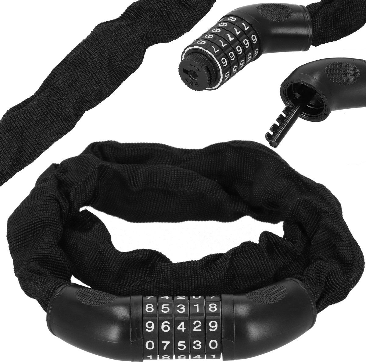 springos Fietsslot - Kettingslot - Cijferslot - 98 cm - Zwart