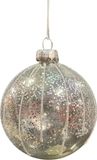 Driesprong Collection Kerstbal lijn glitter zilver/wit 8 cm