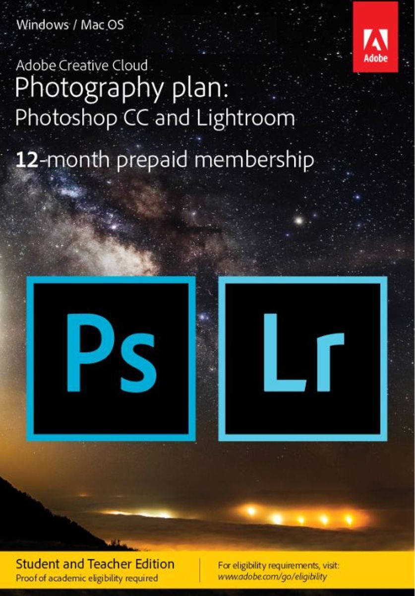 Adobe Creative Cloud Photography plan met 20GB - Student & Docent Editie - 1 Gebruiker - 1 Jaar - Windows / Mac
